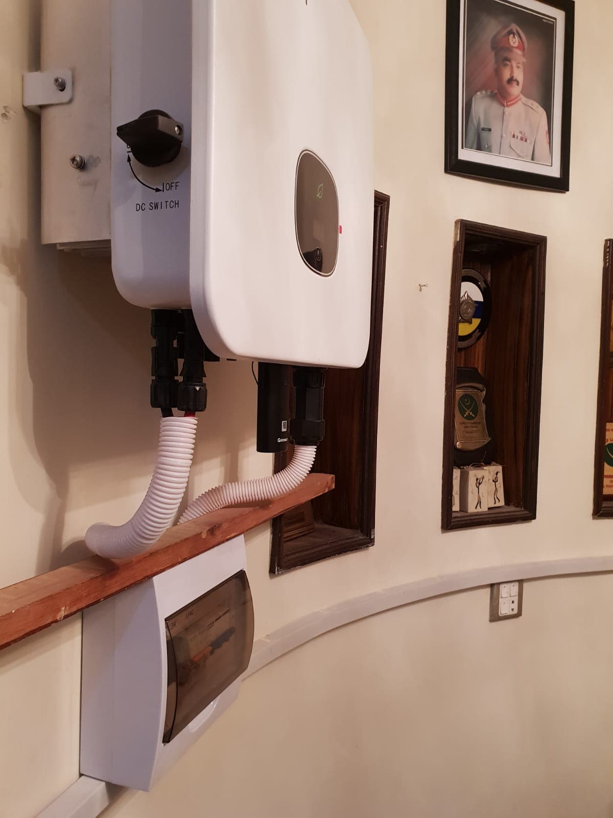 Wall mounted solar inverter installation detail